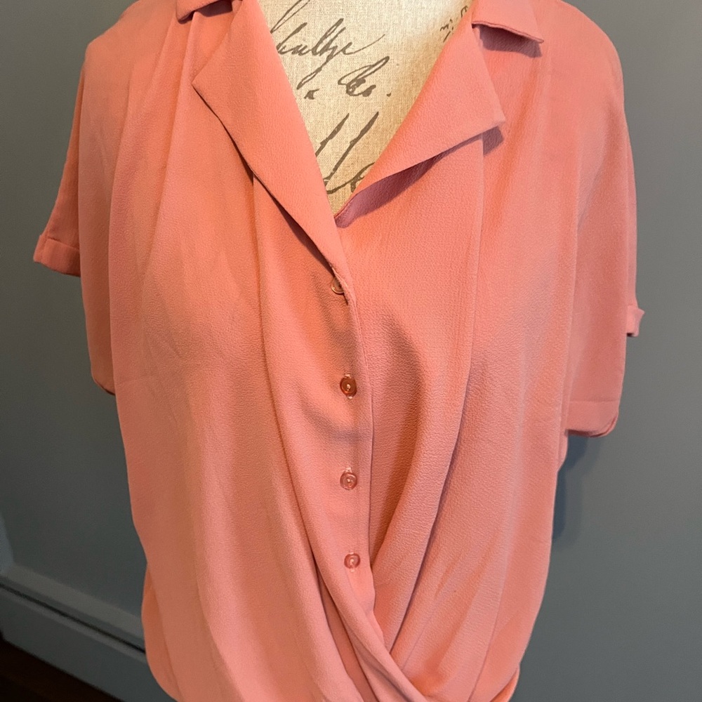 Lush semi sheer drape front blouse Sz M